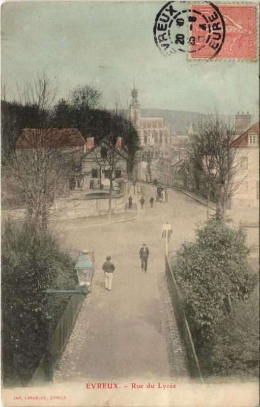 Carte postale ancienne Evreux-Rue du Lycée à Évreux