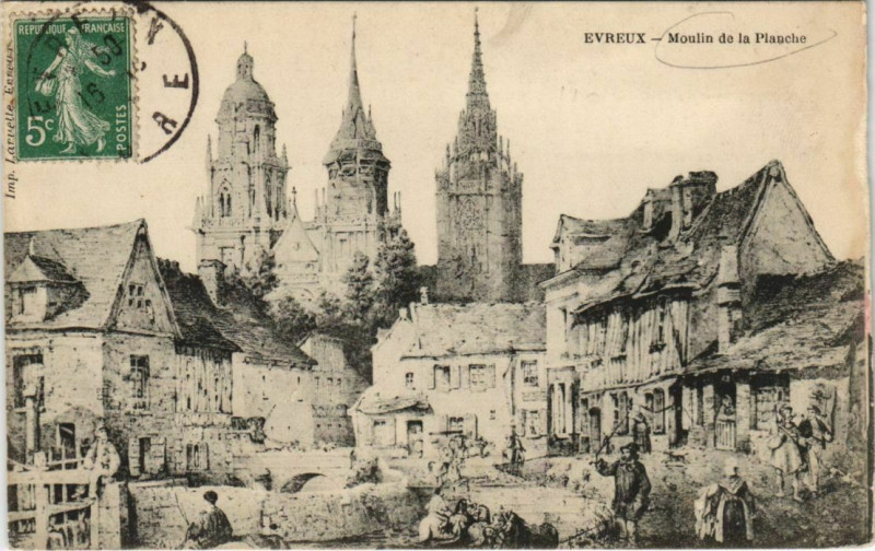 Carte postale ancienne Evreux-Moulin de la Planche à Évreux