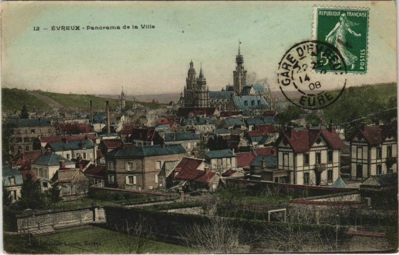 Carte postale ancienne Evreux-Panorama de la Ville à Évreux