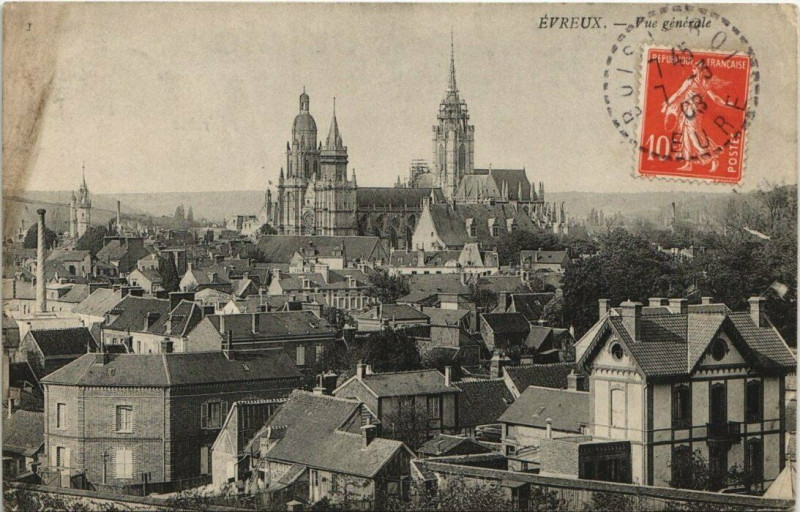 Carte postale ancienne Evreux vue générale à Évreux