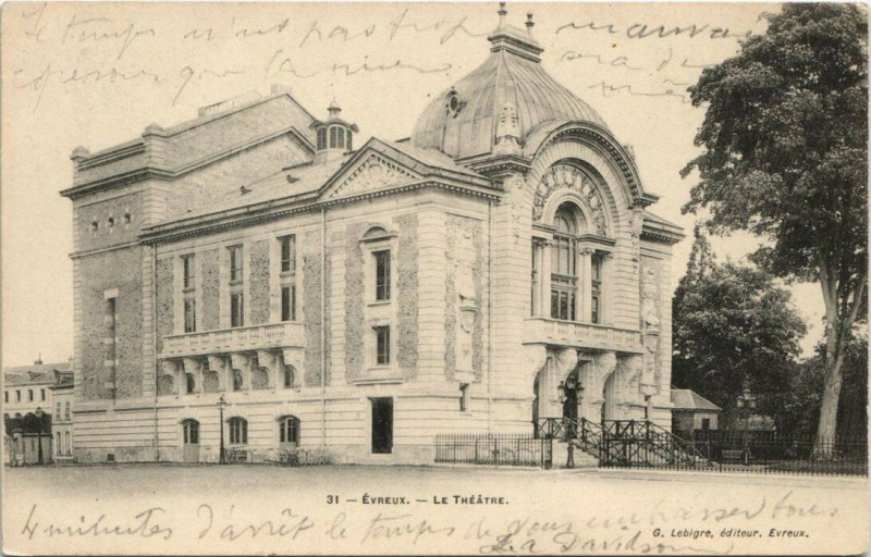 Carte postale ancienne Evreux-Le Théatre à Évreux