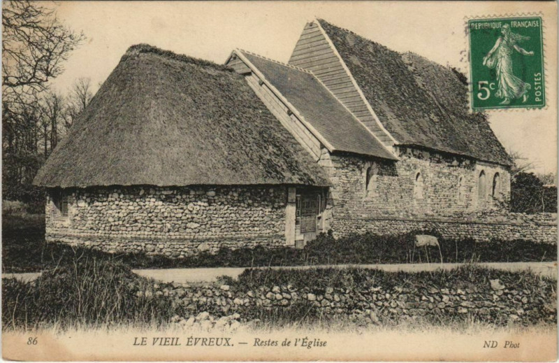 Carte postale ancienne Evreux-Restes de l'Eglise à Évreux