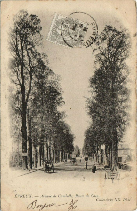 Carte postale ancienne Evreux-Avenue de Cambolle-Route de Caen à Évreux