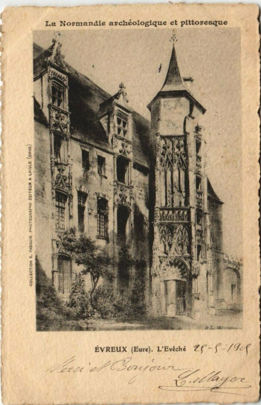 Carte postale ancienne Evreux-L'Evéché à Évreux
