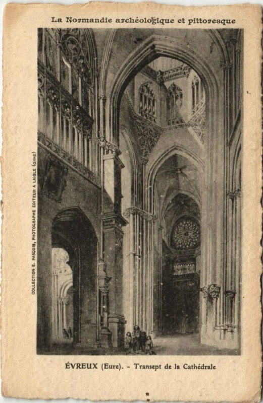 Carte postale ancienne Evreux-Transept de la Cathédrale à Évreux
