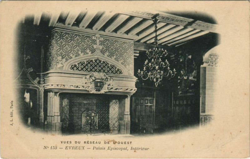 Carte postale ancienne Evreux-Palais Episcopal-Intérieur à Évreux
