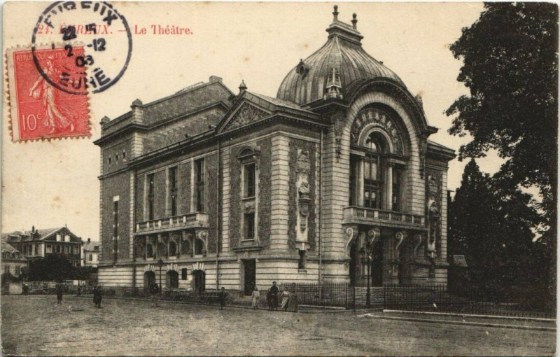 Carte postale ancienne Evreux-Le Théatre à Évreux