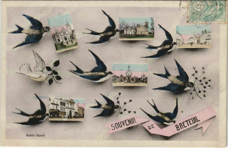 Carte postale ancienne Souvenir de Breteuil à Breteuil