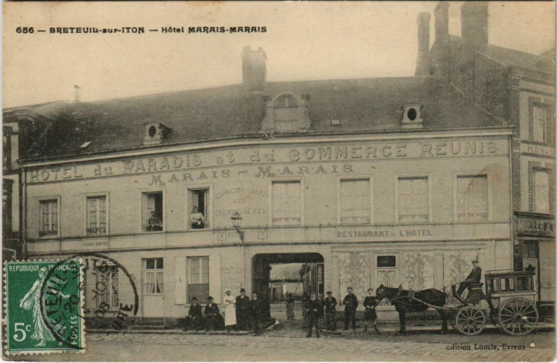 Carte postale ancienne Breteuil sur Iton-Hotel Marais Marais à Breteuil