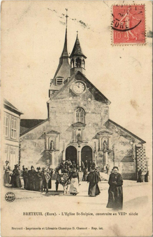 Carte postale ancienne Breteuil-L'Eglise Saint-Sulpice à Breteuil