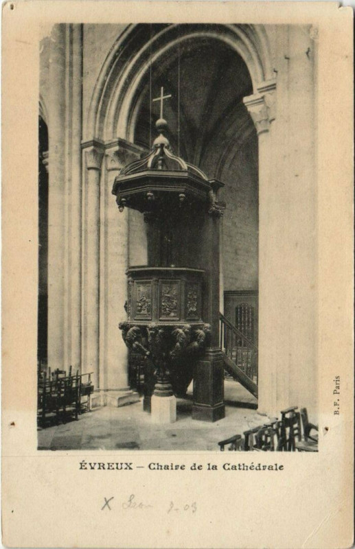Carte postale ancienne Evreux-Chaire de la Cathédrale à Évreux