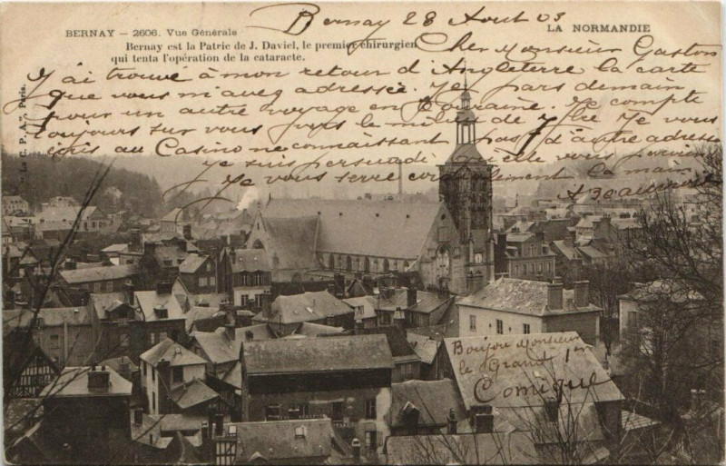 Carte postale ancienne Bernay-Vue générale à Bernay