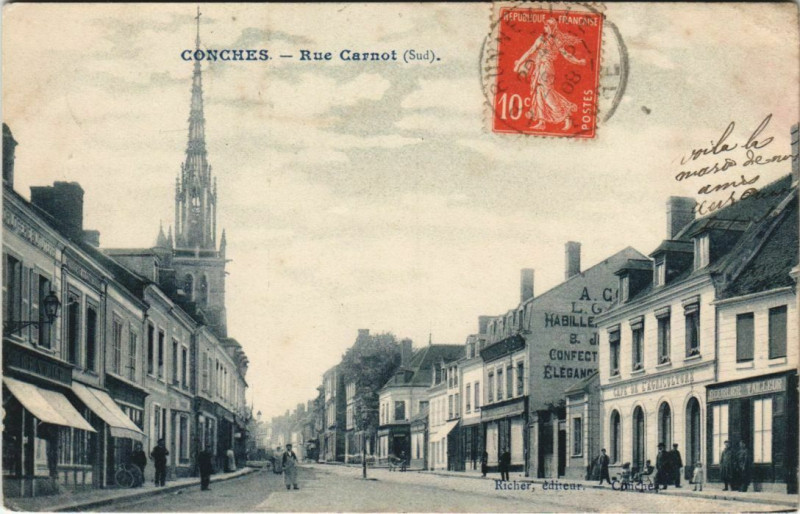 Carte postale ancienne Conches-Rue Carnot