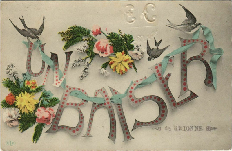 Carte postale ancienne Un Baiser de Brionne à Brionne