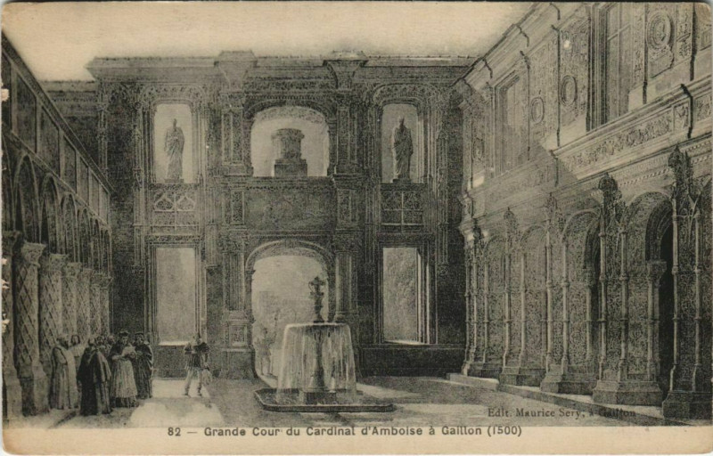 Carte postale ancienne Grande Cour du Cardinal d'Amboise a Gaillon à Gaillon