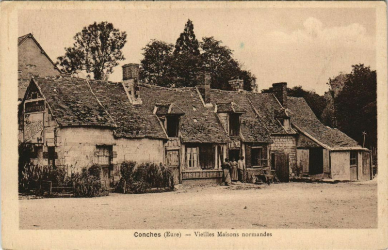 Carte postale ancienne Conches-Vieilles Maisons normandes