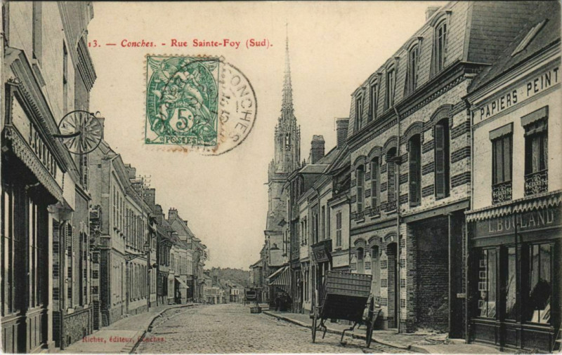 Carte postale ancienne Conches-Rue Sainte-Foy