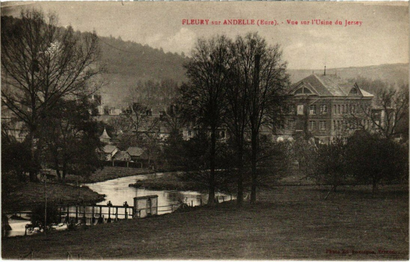 Carte postale ancienne Fleury-sur-Andelle - Vue sur l'Usine du Jersey à Fleury-sur-Andelle