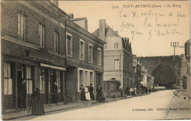 Carte postale ancienne Pont Authou - Le Bourg à Pont-Authou