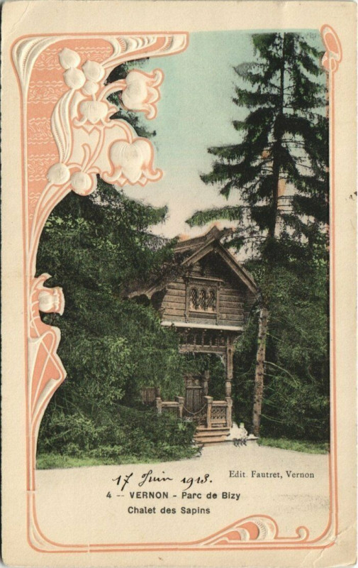 Carte postale ancienne Vernon - Parc de Bizy Chalet des Sapins à Vernon