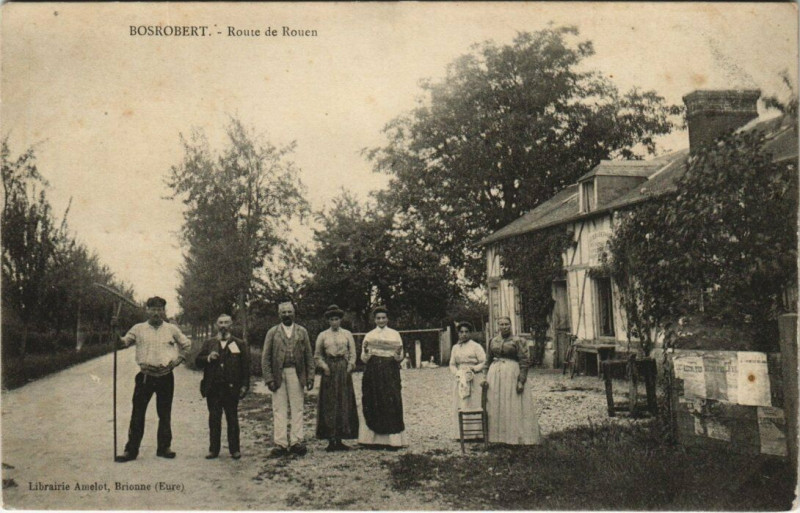 Carte postale ancienne Bosrobert - Route de Rouen à Bosrobert