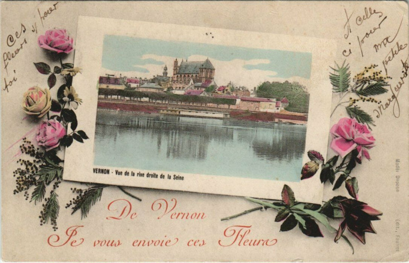 Carte postale ancienne De Vernon de vous envole ces fleurs à Vernon