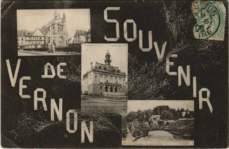 Carte postale ancienne Souvenir de Vernon à Vernon