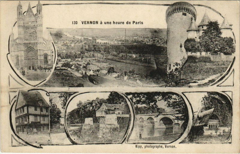 Carte postale ancienne Vernon a une heure de Paris à Vernon