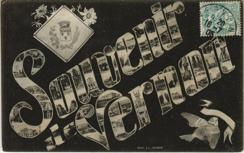Carte postale ancienne Souvenir de Vernon à Vernon