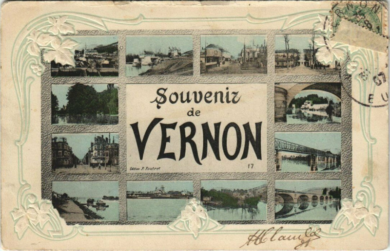 Carte postale ancienne Souvenir de Vernon à Vernon