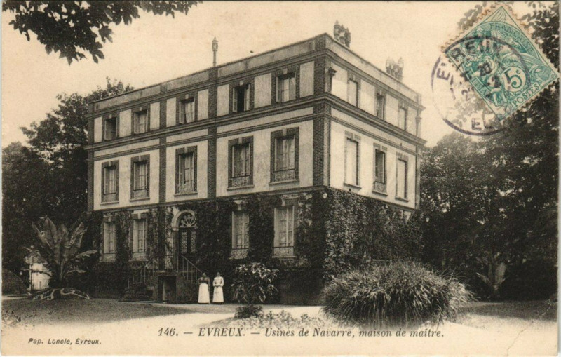 Carte postale ancienne Evreux - Usines de Navarre maison de maitre à Évreux