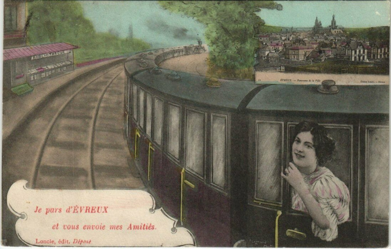Carte postale ancienne D'Evreux et vous envoie mes Amities