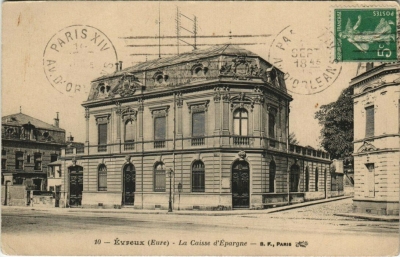 Carte postale ancienne Evreux - La Caisse d'Epargne à Évreux