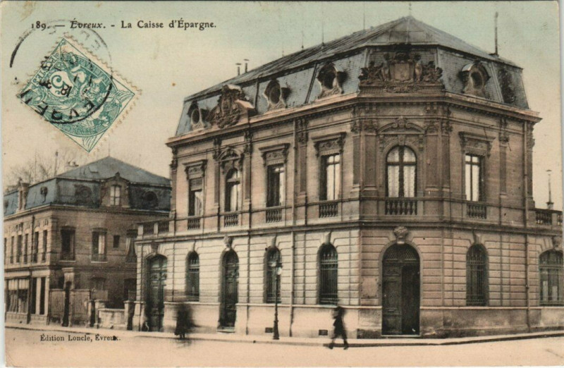 Carte postale ancienne Evreux - La Caisse d'Epargne à Évreux