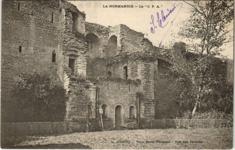 Carte postale ancienne Gisors - Tour Saint-Thomas-Vue des Jardins à Gisors