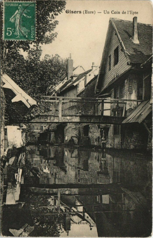 Carte postale ancienne Gisors - Un Coin de I'Epte à Gisors