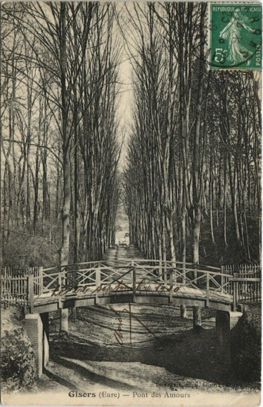 Carte postale ancienne Gisors - Pont des Amours à Gisors