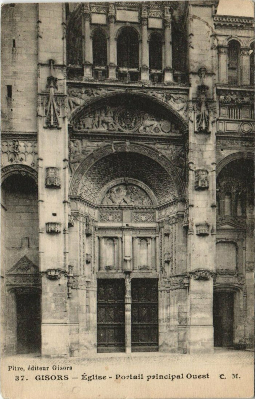 Carte postale ancienne Gisors - Eglise Portail principal Ouest à Gisors