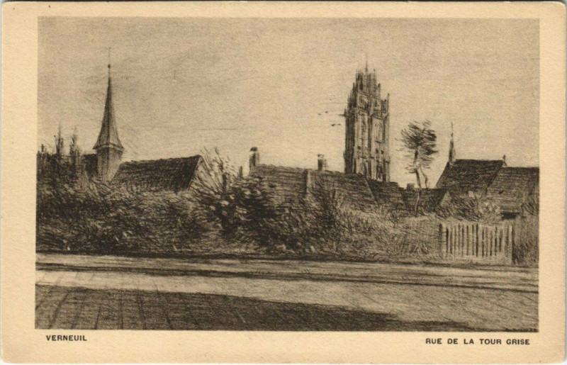 Carte postale ancienne Verneuil-Rue De La Tour Grise