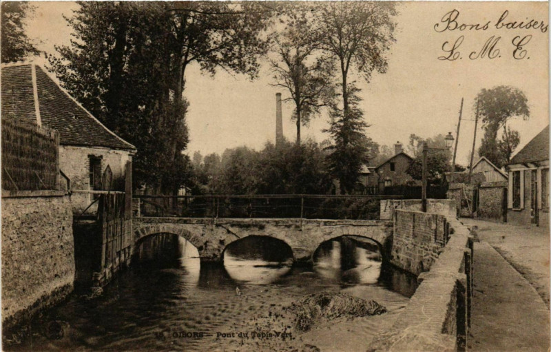 Carte postale ancienne Gisors Pont du Tapis Vert à Gisors