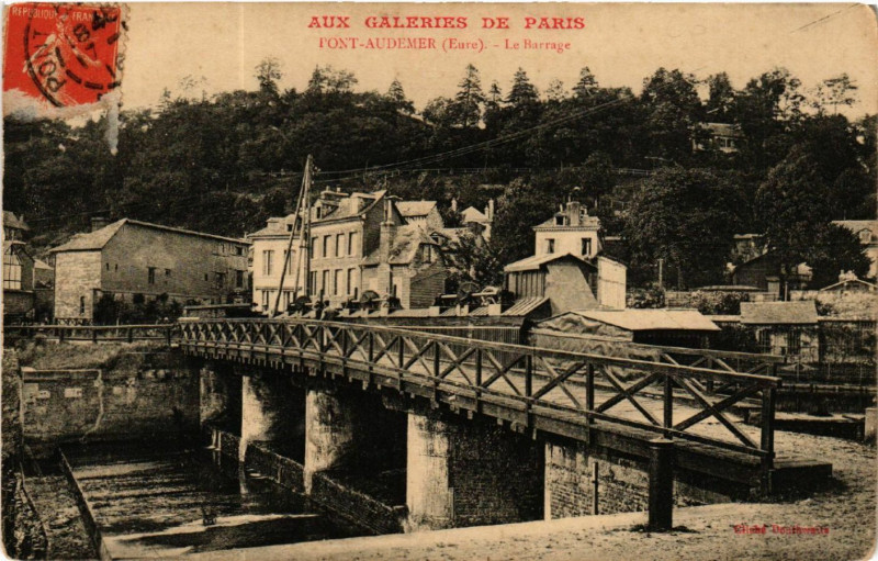 Carte postale ancienne Pont Audemer - Le Barrage à Pont-Audemer