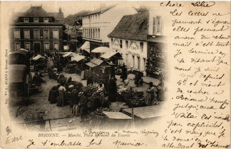 Carte postale ancienne Brionne - Marche à Brionne