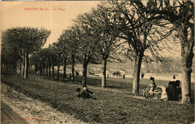 Carte postale ancienne Vernon - La Plage à Vernon