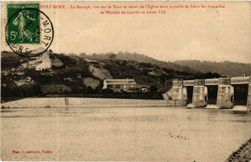 Carte postale ancienne Port-Mort - Le Barrage à Port-Mort