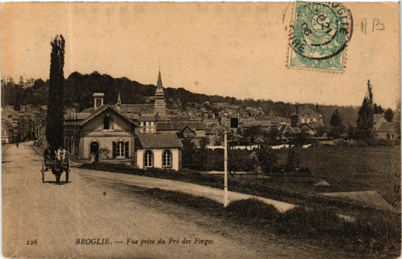 Carte postale ancienne Broglie - Vue prise du Pre des forges à Broglie