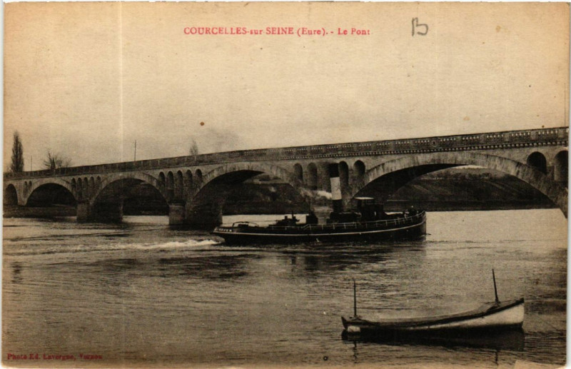 Carte postale ancienne Courcelles-sur-Seine - Le Pont à Courcelles-sur-Seine