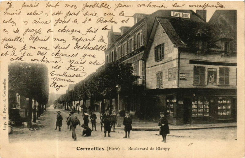 Carte postale ancienne Cormeilles - Boulevard de Blangy à Cormeilles