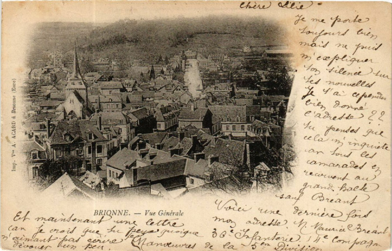 Carte postale ancienne Brionne - Vue générale à Brionne