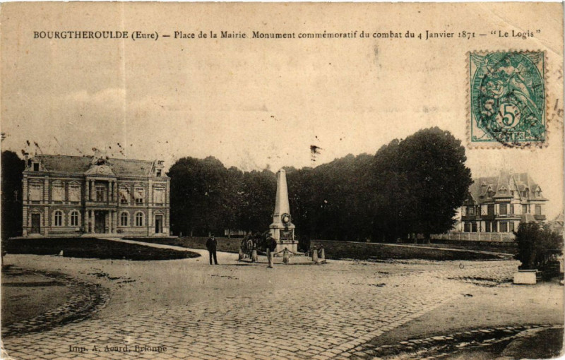 Carte postale ancienne Bourgtheroulde - Place de la Mairie