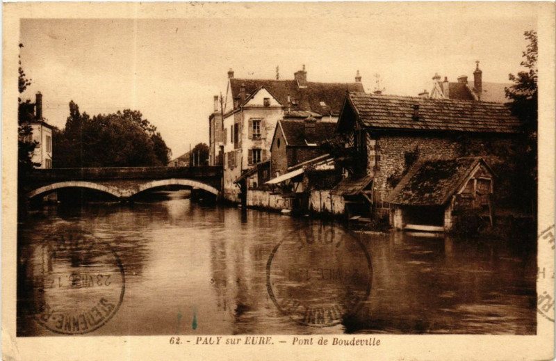 Carte postale ancienne Pacy-sur-Eure - Pont de Boudeville à Pacy-sur-Eure